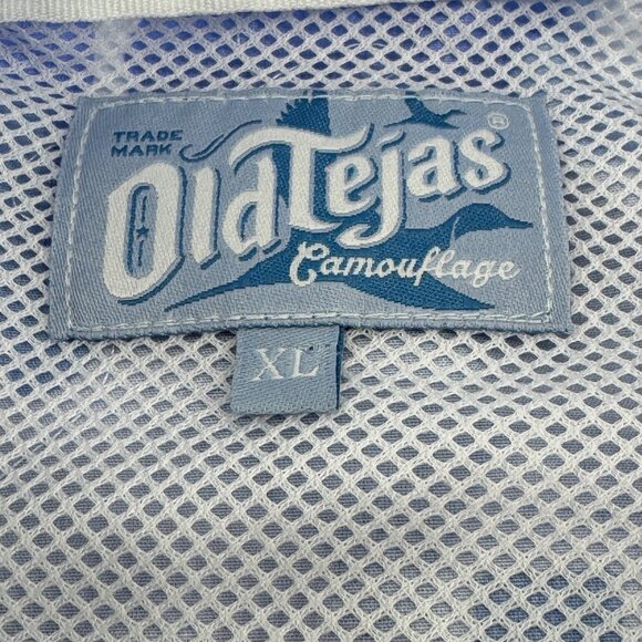Old Tejas Camouflage Mens Short Sleeve Shirt XL Gulf Blue Texas Fishing Camo - Picture 2 of 11